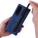 For Samsung Galaxy Z Fold4 5G Detachable Leather Folding Phone Case(Blue)