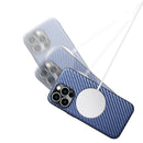 For iPhone 14 Pro MagSafe Magnetic Carbon Fiber Texture Phone Case(Silver Grey)