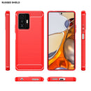 For Xiaomi 11T Pro Carbon Fiber Brushed Texture TPU Case(Red)