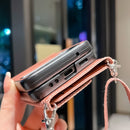 For Samsung Galaxy Z Flip4 Double Buckle Card Slots PU+TPU Phone Case with Strap(Dark Green)