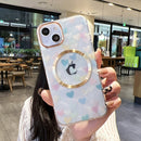 For iPhone 13 Pro Max Love Heart MagSafe Phone Case (Blue Pink)