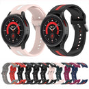 For Samsung Galaxy Watch5 / Watch5 Pro Two-color Stripe Silicone Watch Band(Pink White)