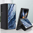 For Samsung Galaxy Z Fold4 GKK Marble Pattern Electroplating Tempered Glass Leather Case(Marble 01)