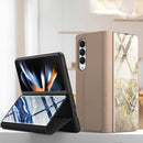 For Samsung Galaxy Z Fold4 GKK Marble Pattern Electroplating Tempered Glass Leather Case(Marble 09)