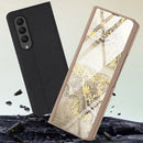 For Samsung Galaxy Z Fold4 GKK Marble Pattern Electroplating Tempered Glass Leather Case(Marble 07)