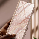 For Samsung Galaxy Z Fold4 GKK Marble Pattern Electroplating Tempered Glass Leather Case(Marble 03)