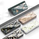 For Samsung Galaxy Z Fold4 GKK Floral Pattern Electroplating Tempered Glass Leather Case(Flower 02)