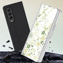 For Samsung Galaxy Z Fold4 GKK Floral Pattern Electroplating Tempered Glass Leather Case(Flower 02)