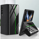 For Samsung Galaxy Z Fold4 GKK Texture Pattern Electroplating Tempered Glass Leather Case(Color Block 10)