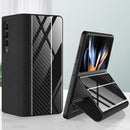 For Samsung Galaxy Z Fold4 GKK Texture Pattern Electroplating Tempered Glass Leather Case(Color Block 11)