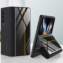 For Samsung Galaxy Z Fold4 GKK Texture Pattern Electroplating Tempered Glass Leather Case(Color Block 09)
