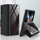 For Samsung Galaxy Z Fold4 GKK Texture Pattern Electroplating Tempered Glass Leather Case(Color Block 08)