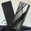 For Samsung Galaxy Z Fold4 GKK Texture Pattern Electroplating Tempered Glass Leather Case(Camouflage Grey)