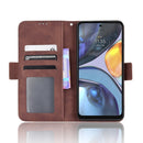 For Motorola Moto E32s / G22 Skin Feel Calf Texture Card Slots Leather Phone Case(Brown)