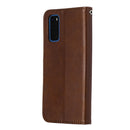 For Galaxy S20 Fashion Calf Texture Zipper Horizontal Flip Leather Case with Stand & Card Slots & Wallet Function(Brown)