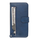 For Galaxy S20 Fashion Calf Texture Zipper Horizontal Flip Leather Case with Stand & Card Slots & Wallet Function(Blue)