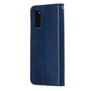 For Galaxy S20 Fashion Calf Texture Zipper Horizontal Flip Leather Case with Stand & Card Slots & Wallet Function(Blue)
