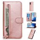 For Galaxy S20 Fashion Calf Texture Zipper Horizontal Flip Leather Case with Stand & Card Slots & Wallet Function(Rose Gold)