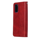 For Galaxy S20 Fashion Calf Texture Zipper Horizontal Flip Leather Case with Stand & Card Slots & Wallet Function(Red)