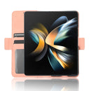 For Samsung Galaxy Z Fold4 5G Skin Feel Calf Texture Card Slots Leather Phone Case(Pink)