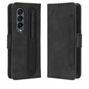 For Samsung Galaxy Z Fold4 5G Skin Feel Calf Texture Card Slots Leather Phone Case(Black)