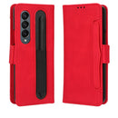 For Samsung Galaxy Z Fold4 5G Skin Feel Calf Texture Card Slots Leather Phone Case(Red)
