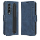 For Samsung Galaxy Z Fold4 5G Skin Feel Calf Texture Card Slots Leather Phone Case(Blue)