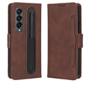 For Samsung Galaxy Z Fold4 5G Skin Feel Calf Texture Card Slots Leather Phone Case(Brown)