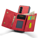 For Samsung Galaxy Z Fold4 DG.MING M1 Series 3-Fold Multi Card Wallet + Magnetic Phone Case(Red)