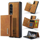 For Samsung Galaxy Z Fold4 DG.MING M1 Series 3-Fold Multi Card Wallet + Magnetic Phone Case(Brown)