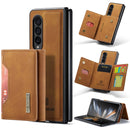For Samsung Galaxy Z Fold4 DG.MING M2 Series 3-Fold Multi Card Bag + Magnetic Phone Case(Brown)