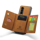 For Samsung Galaxy Z Fold4 DG.MING M2 Series 3-Fold Multi Card Bag + Magnetic Phone Case(Brown)