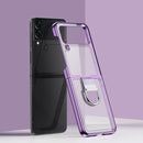 For Samsung Galaxy Z Flip4 Electroplating PC Full Coverage Shockproof Ring Phone Case(Purple)
