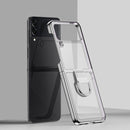 For Samsung Galaxy Z Flip4 Electroplating PC Full Coverage Shockproof Ring Phone Case(Silver)