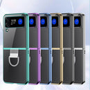 For Samsung Galaxy Z Flip4 Electroplating PC Full Coverage Shockproof Ring Phone Case(Silver)
