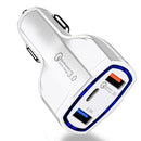 308 3 in 1 Cigarette Lighter Conversion Plug Multi-function USB Car Fast Charger(White)