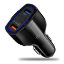 308 3 in 1 Cigarette Lighter Conversion Plug Multi-function USB Car Fast Charger(Black)