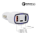 308 3 in 1 Cigarette Lighter Conversion Plug Multi-function USB Car Fast Charger(Black)