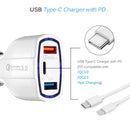 308 3 in 1 Cigarette Lighter Conversion Plug Multi-function USB Car Fast Charger(White)