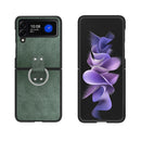 For Samsung Galaxy Z Flip4 Buckle Leather Shockproof Protective Phone Case with Lanyard(Green)