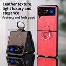 For Samsung Galaxy Z Flip4 Buckle Leather Shockproof Protective Phone Case with Lanyard(Green)
