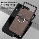 For Samsung Galaxy Z Flip4 Buckle Leather Shockproof Protective Phone Case with Lanyard(Red)
