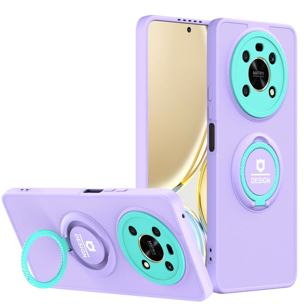 For Honor X9/X30 Eagle Eye Ring Holder Phone Case(Purple + Light Green)
