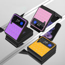 For Samsung Galaxy Z Flip4 Flash Drill Leather Shockproof Protective Phone Case(Purple)