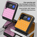For Samsung Galaxy Z Flip4 Flash Drill Leather Shockproof Protective Phone Case(Purple)