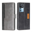 For Xiaomi Redmi K50 Ultra/Xiaomi 12T/Xiaomi 12T Pro Contrast Color Side Buckle Leather Phone Case(Black + Grey)