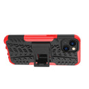 For iPhone 14 Tire Texture TPU + PC Phone Case with Holder (Red)