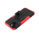 For iPhone 14 Tire Texture TPU + PC Phone Case with Holder (Red)