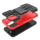 For iPhone 14 Tire Texture TPU + PC Phone Case with Holder (Red)