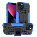 For iPhone 14 Tire Texture TPU + PC Phone Case with Holder (Blue)
